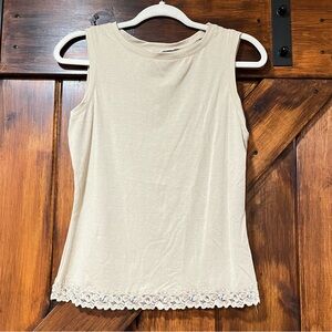 George Stretch beaded sequin lace trim tank top